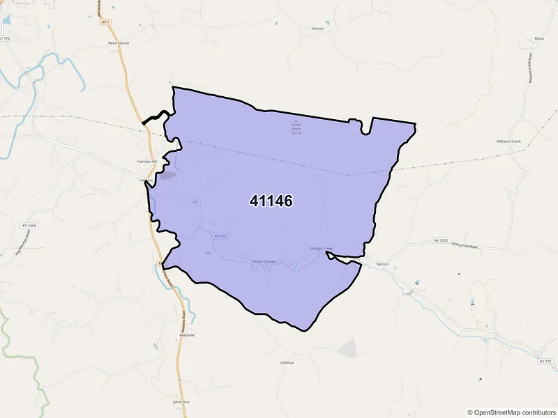 Map of ZIP Code 41146 — Hitchins, KY