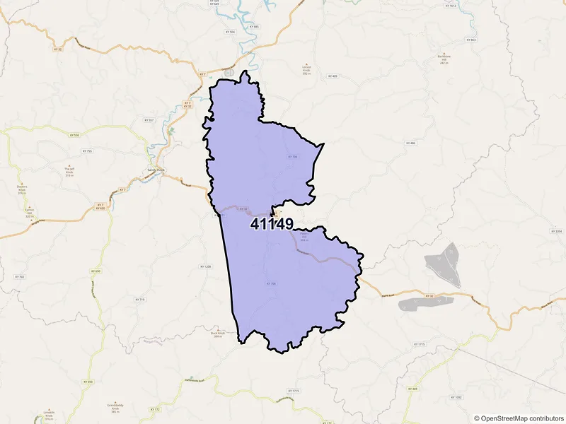 Map of ZIP Code 41149 — Isonville, KY