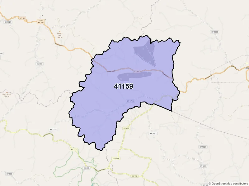 Map of ZIP Code 41159 — Martha, KY