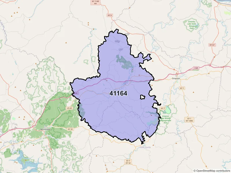 Map of Olive Hill, Kentucky and ZIP codes