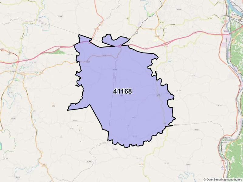 Map of ZIP Code 41168 — Rush, KY