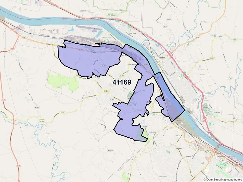 Map of Russell, Kentucky and ZIP codes