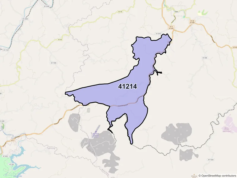 Map of ZIP Code 41214 — Debord, KY