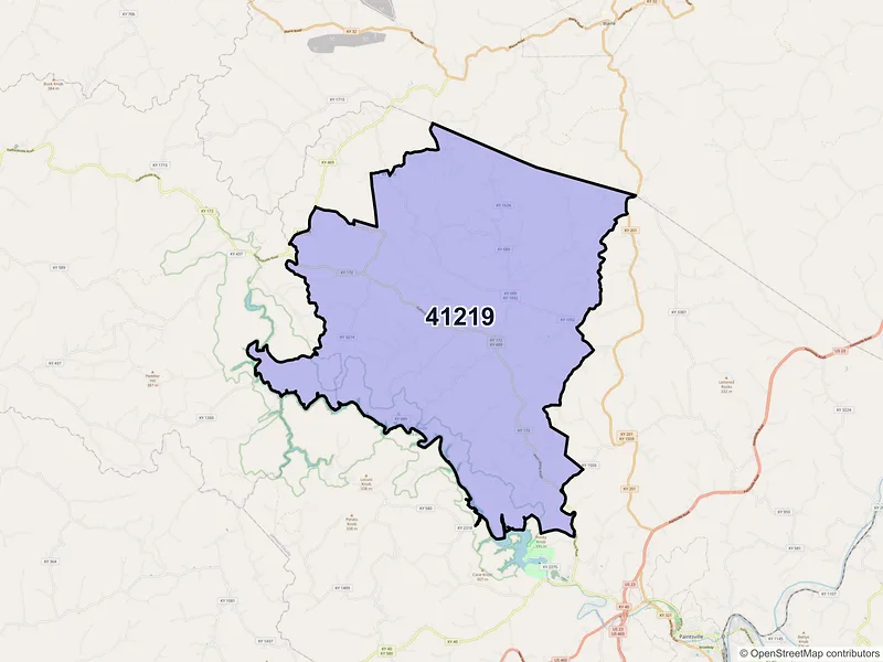 Map of ZIP Code 41219 — Flatgap, KY