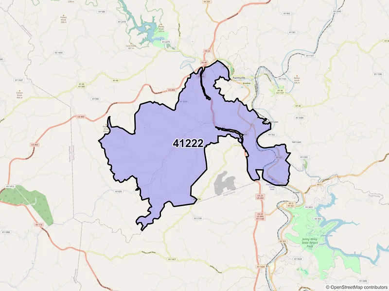 Map of ZIP Code 41222 — Hagerhill, KY