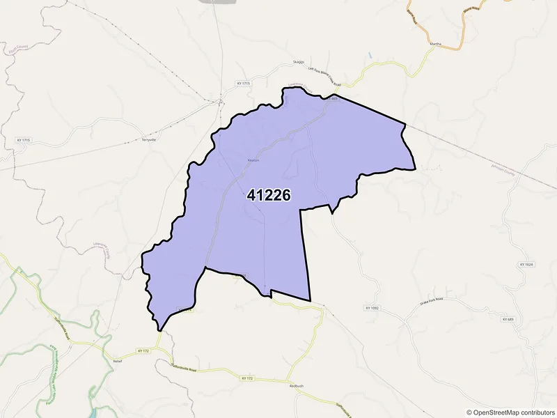 Map of ZIP Code 41226 — Keaton, KY