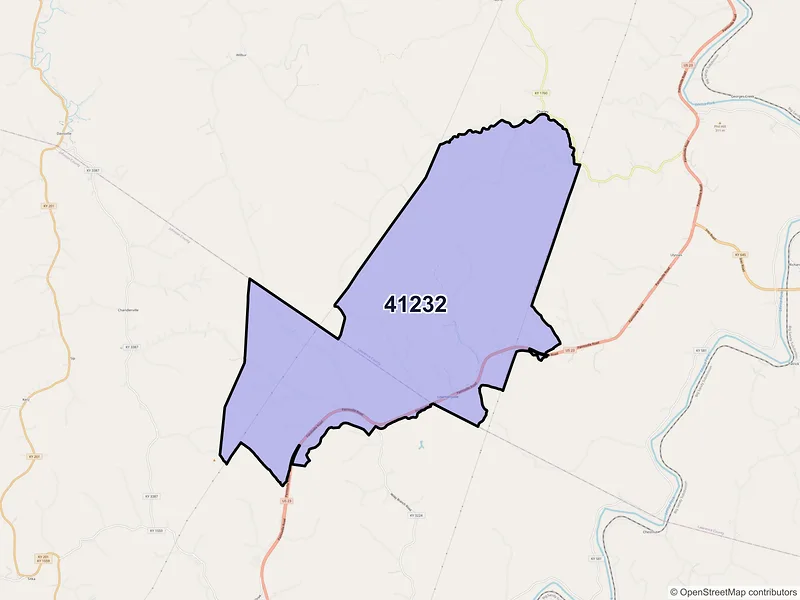 Map of ZIP Code 41232 — Lowmansville, KY