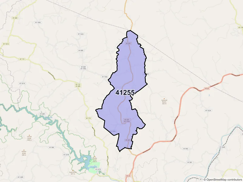 Map of ZIP Code 41255 — Sitka, KY