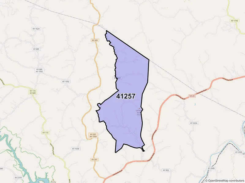 Map of ZIP Code 41257 — Stambaugh, KY