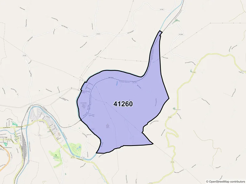 Map of ZIP Code 41260 — Thelma, KY
