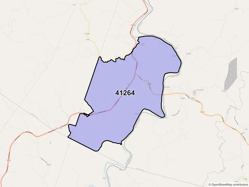 Map of ZIP Code 41264 — Ulysses, KY