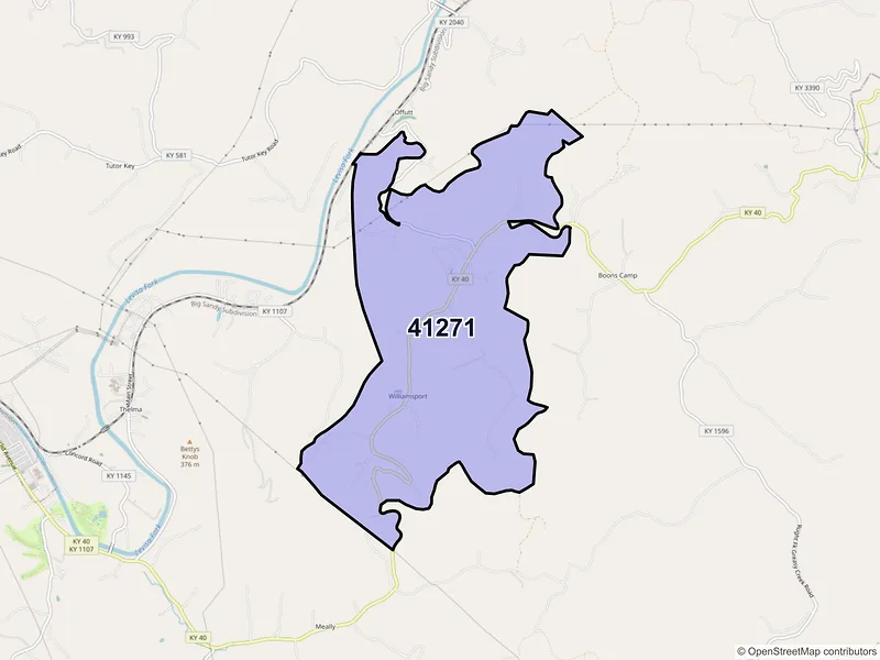 Map of ZIP Code 41271 — Williamsport, KY