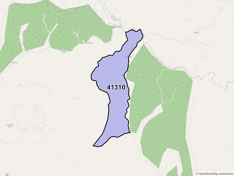 Map of ZIP Code 41310 — Bays, KY