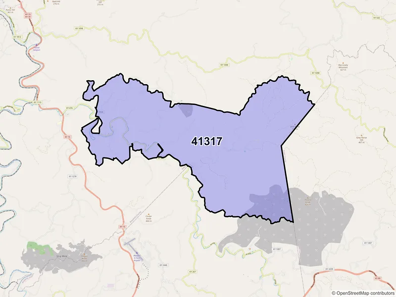 Map of Clayhole, Kentucky and ZIP codes