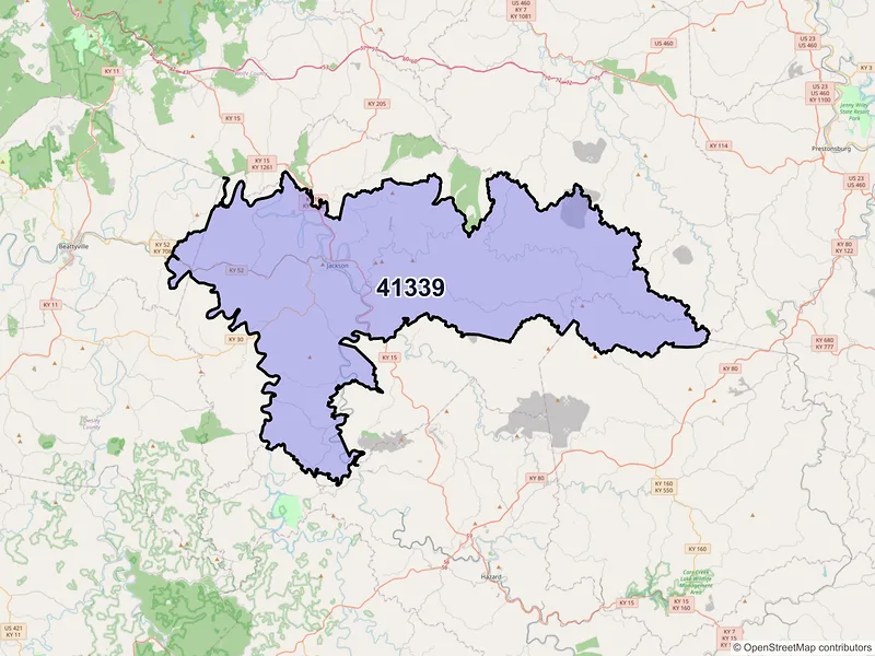 Map of ZIP Code 41339 — Jackson, KY