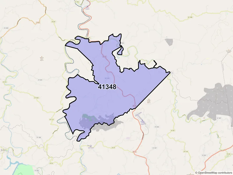 Map of ZIP Code 41348 — Lost Creek, KY