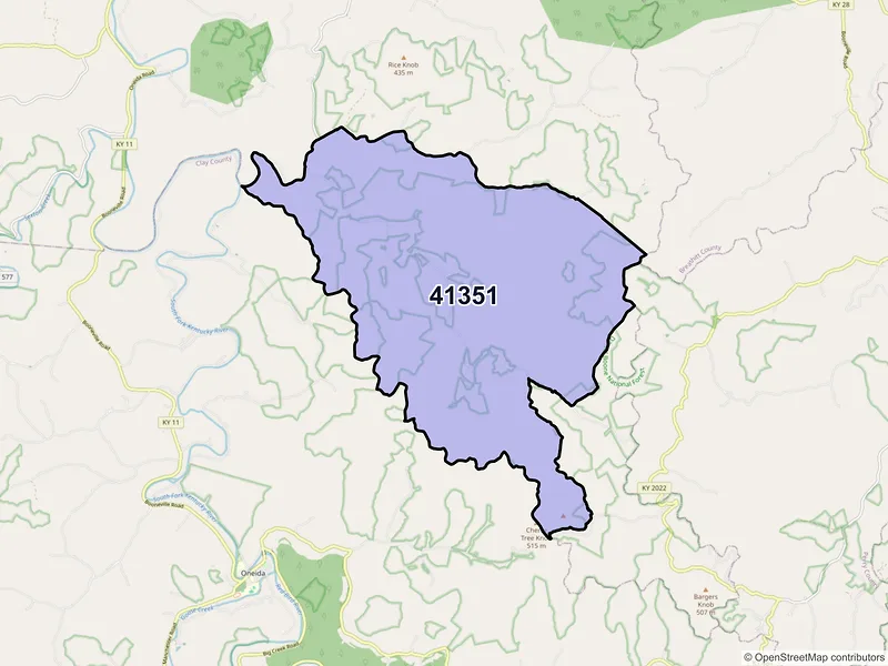 Map of Mistletoe, Kentucky and ZIP codes