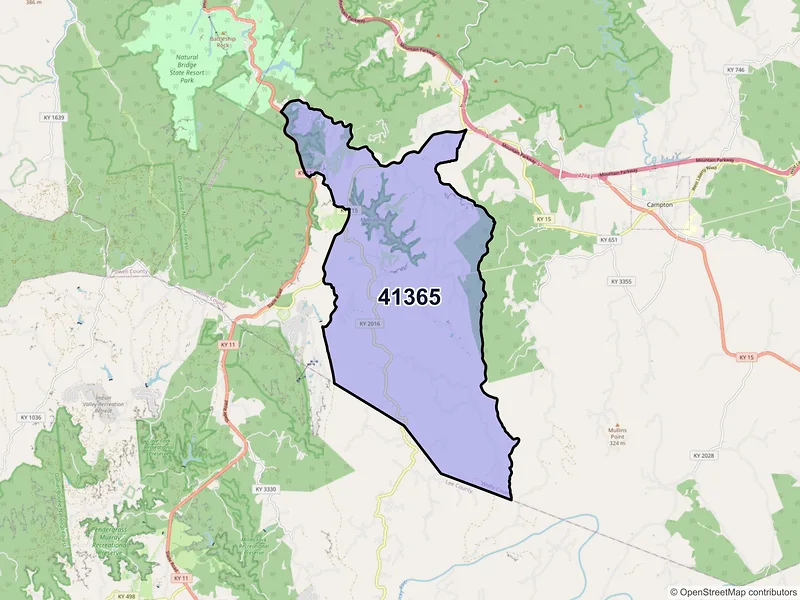 Map of Rogers, Kentucky and ZIP codes