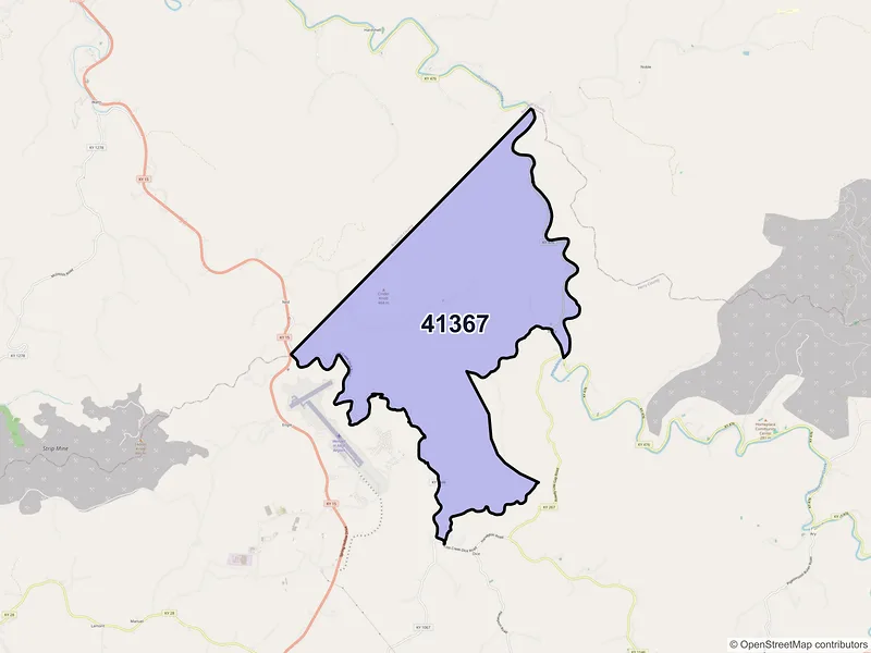 Map of ZIP Code 41367 — Rowdy, KY