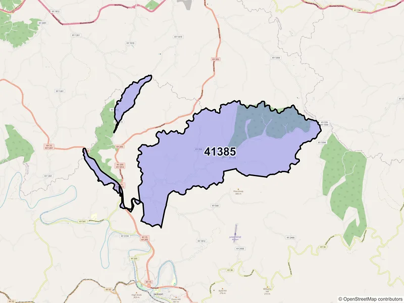 Map of ZIP Code 41385 — Vancleve, KY