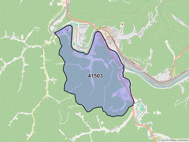 Map of ZIP Code 41503 — South Williamson, KY
