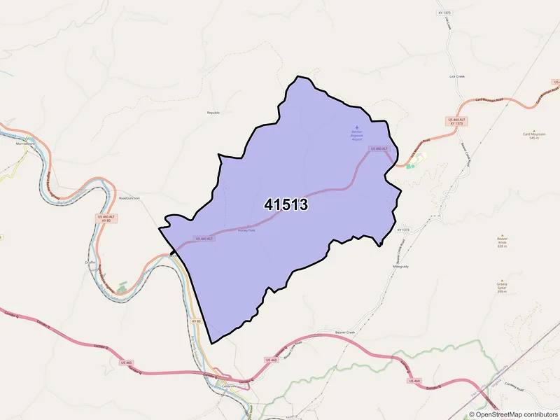 Map of ZIP Code 41513 — Belcher, KY