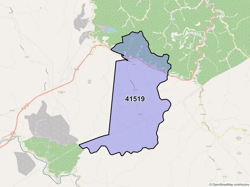 Map of ZIP Code 41519 — Canada, KY