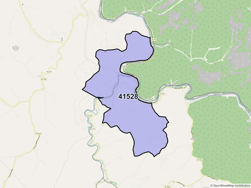 Map of ZIP Code 41528 — Freeburn, KY