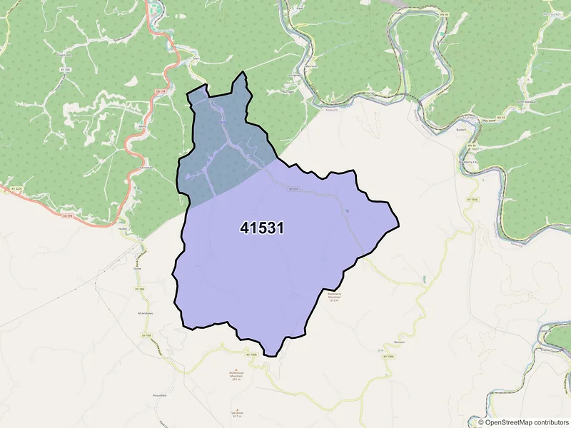 Map of ZIP Code 41531 — Hardy, KY