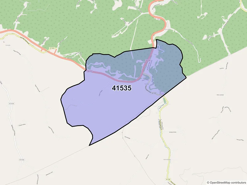 Map of ZIP Code 41535 — Huddy, KY