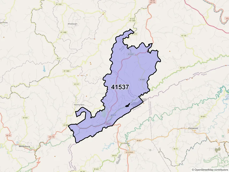 Map of ZIP Code 41537 — Jenkins, KY