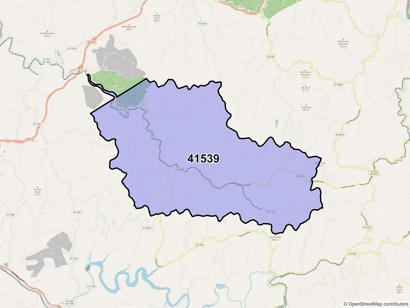 Map of ZIP Code 41539 — Kimper, KY