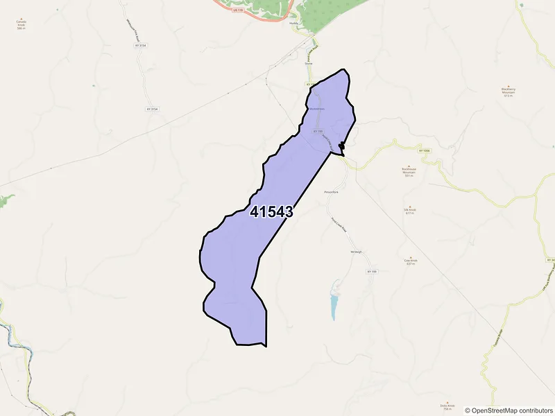 Map of ZIP Code 41543 — Mc Andrews, KY