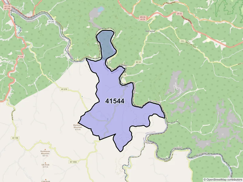 Map of ZIP Code 41544 — Mc Carr, KY