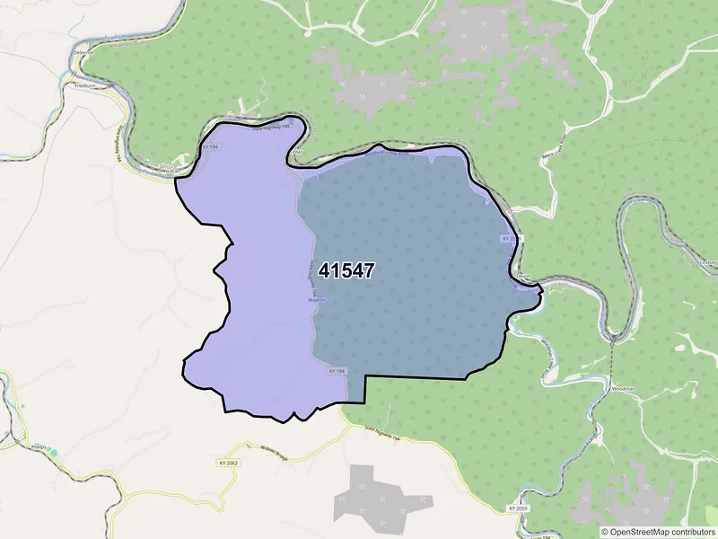 Map of Majestic, Kentucky and ZIP codes