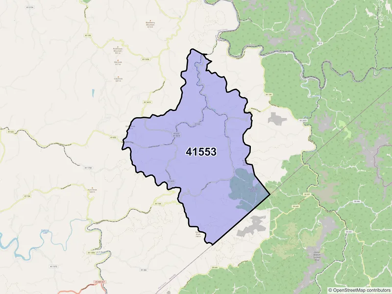 Map of ZIP Code 41553 — Phelps, KY