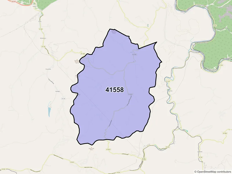 Map of ZIP Code 41558 — Ransom, KY