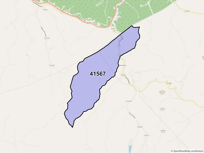 Map of ZIP Code 41567 — Stone, KY