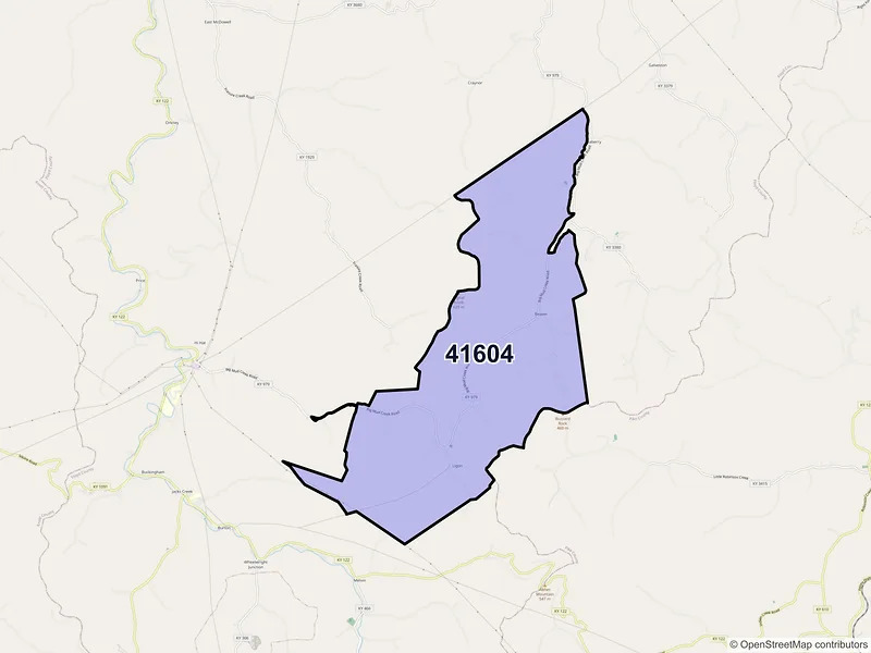 Map of Beaver, Kentucky and ZIP codes