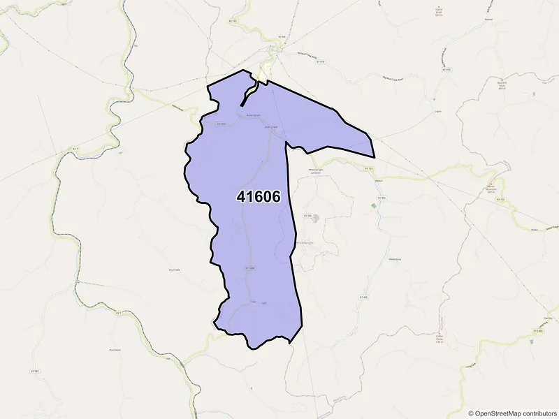 Map of Bevinsville, Kentucky and ZIP codes