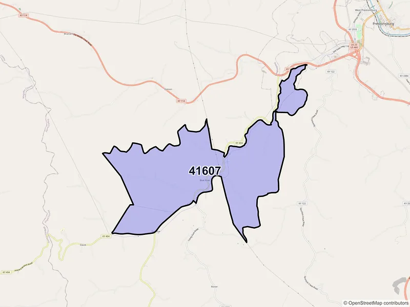 Map of ZIP Code 41607 — Blue River, KY