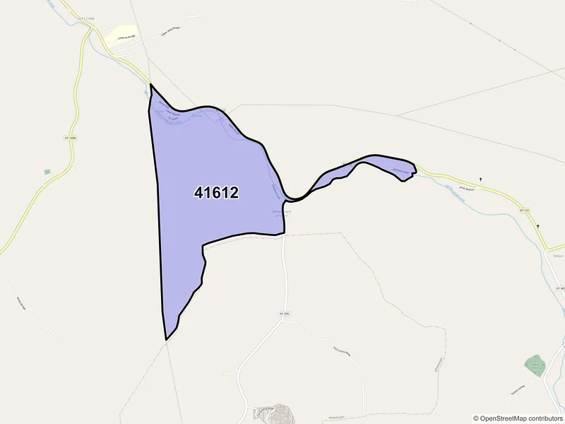 Map of ZIP Code 41612 — Bypro, KY