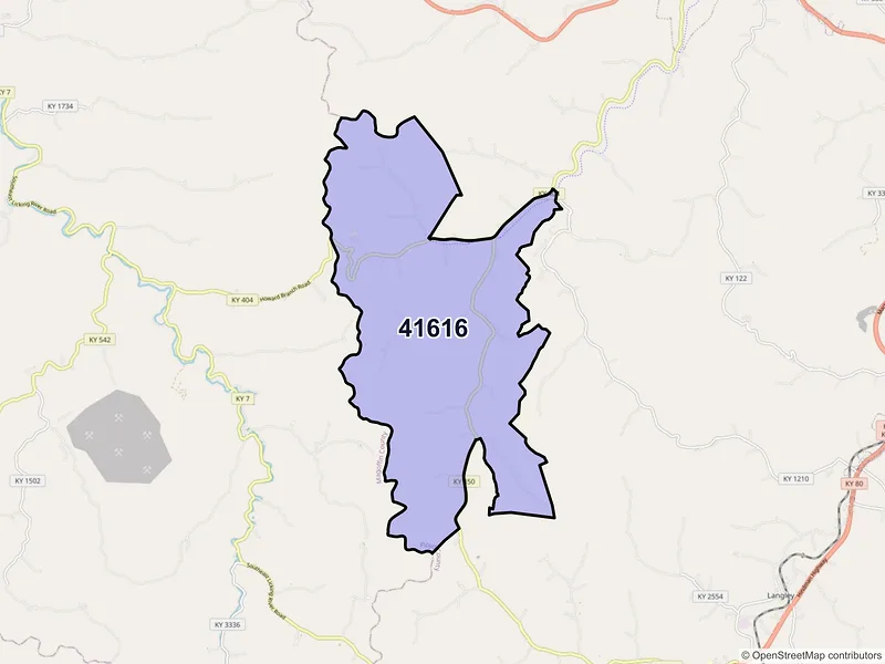 Map of ZIP Code 41616 — David, KY
