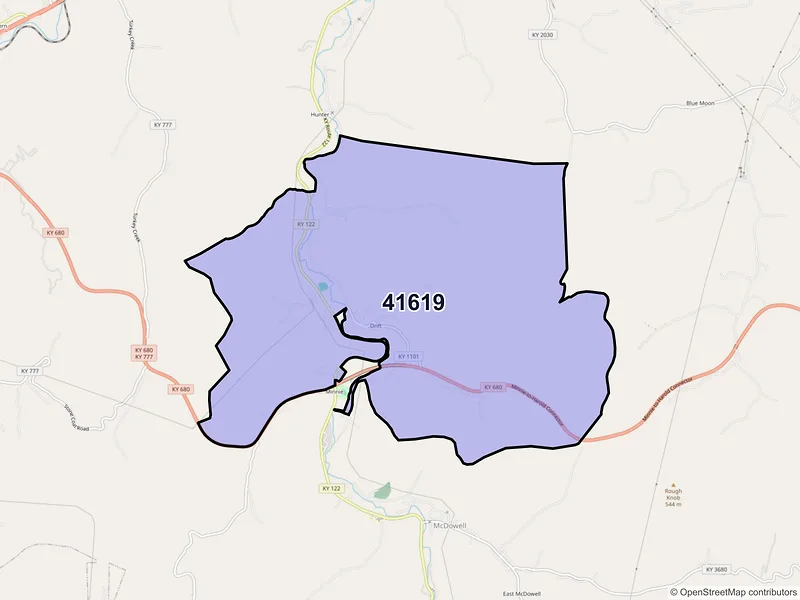 Map of ZIP Code 41619 — Drift, KY