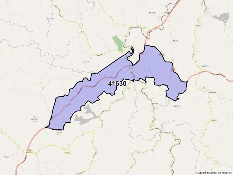 Map of ZIP Code 41630 — Garrett, KY