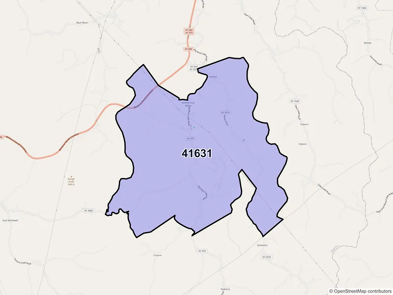 Map of ZIP Code 41631 — Grethel, KY