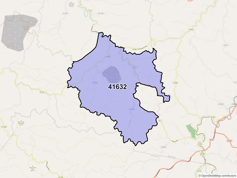 Map of Gunlock, Kentucky and ZIP codes