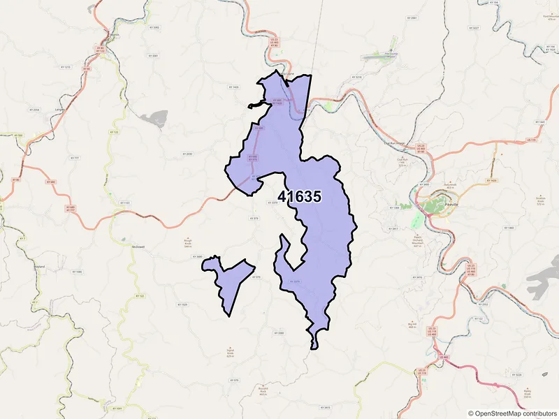 Map of ZIP Code 41635 — Harold, KY
