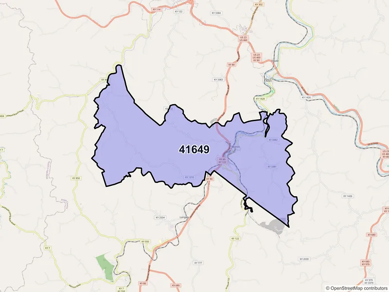 Map of ZIP Code 41649 — Martin, KY