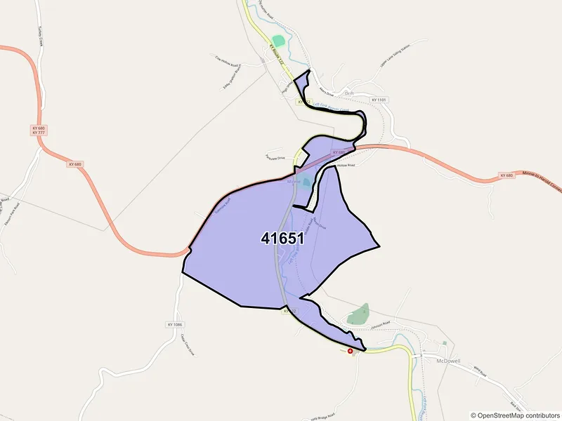 Map of Minnie, Kentucky and ZIP codes
